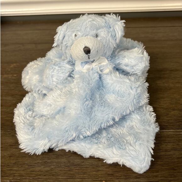 Blankets & Beyond Blue Rosette Swirl Teddy Bear Blanket‎ Lovey - Picture 1 of 6